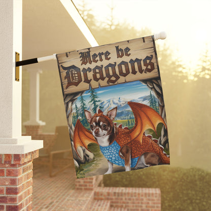 Printify Home Decor Brown Chihuahua Dog Dragon Garden Flag, Fantasy Pet Yard Spring Decor, Housewarming Gardener Gift, Halloween