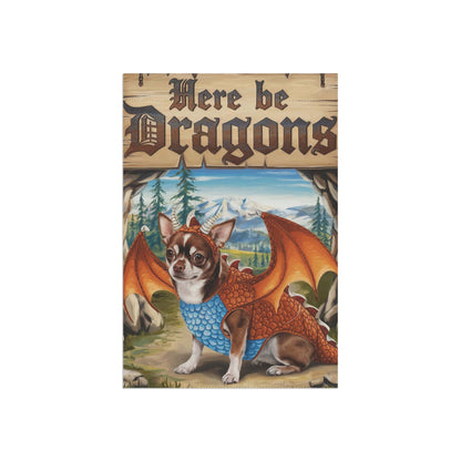 Printify Home Decor Brown Chihuahua Dog Dragon Garden Flag, Fantasy Pet Yard Spring Decor, Housewarming Gardener Gift, Halloween
