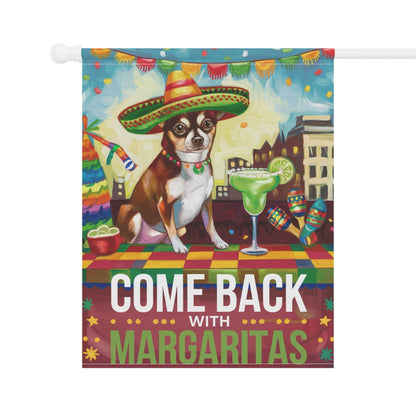Printify Home Decor Brown Chihuahua Dog Garden Flag, Cinco de Mayo Fiesta, Margarita Drinking Decor, Front Yard Decor, Gardener Gift