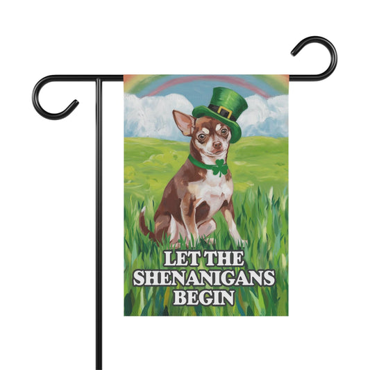 Printify Home Decor 12'' × 18'' Brown Chihuahua Garden Flag, Saint Patricks Day Funny Dog Lovers Yard Outside Decor