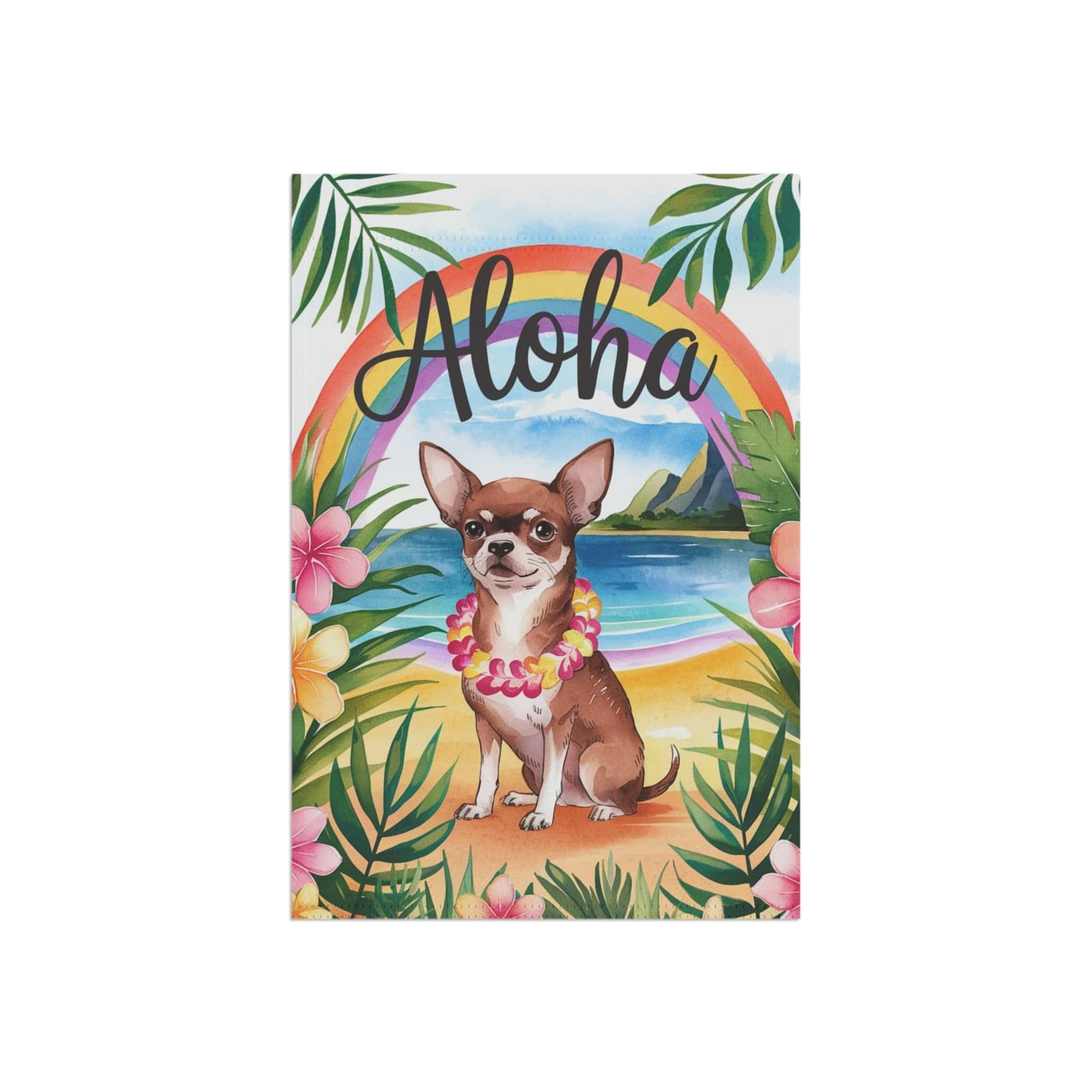 Printify Garden Flag Brown Chihuahua Hawaii Garden Flag