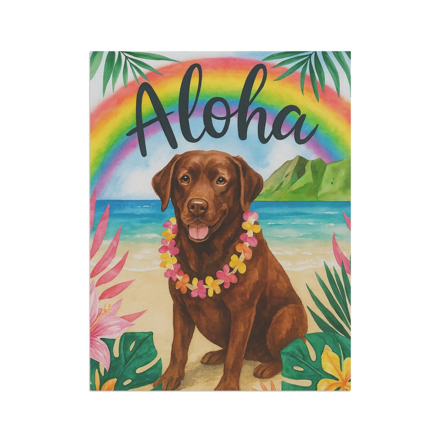 Printify Garden Flag Brown Chocolate Labrador Aloha Garden Flag