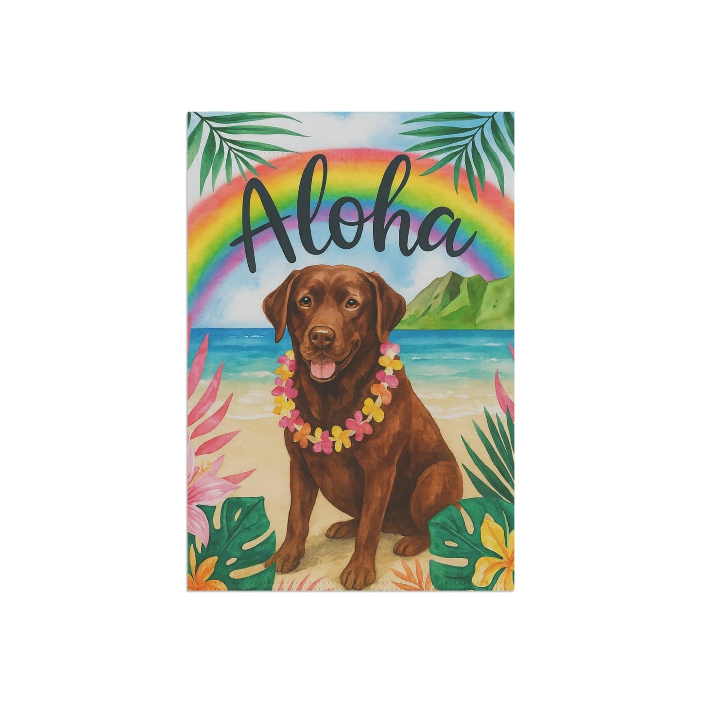 Printify Garden Flag Brown Chocolate Labrador Aloha Garden Flag