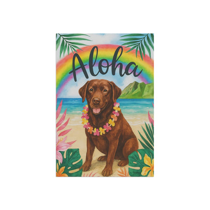Printify Garden Flag Brown Chocolate Labrador Aloha Garden Flag