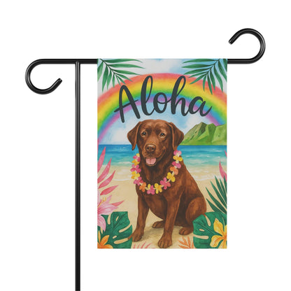Printify Garden Flag Brown Chocolate Labrador Aloha Garden Flag