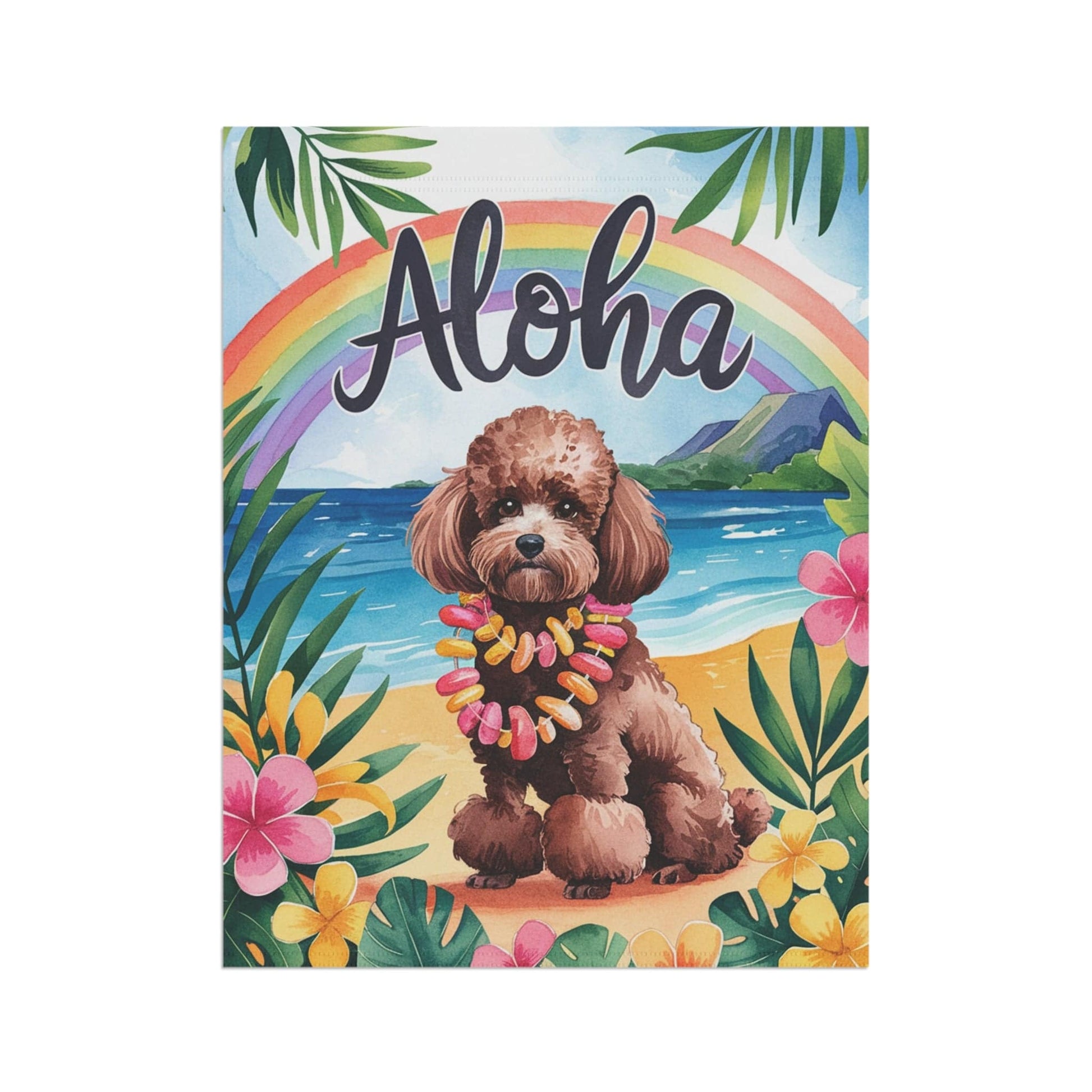 Printify Garden Flag Brown Miniature Chocolate Poodle Aloha Garden Flag