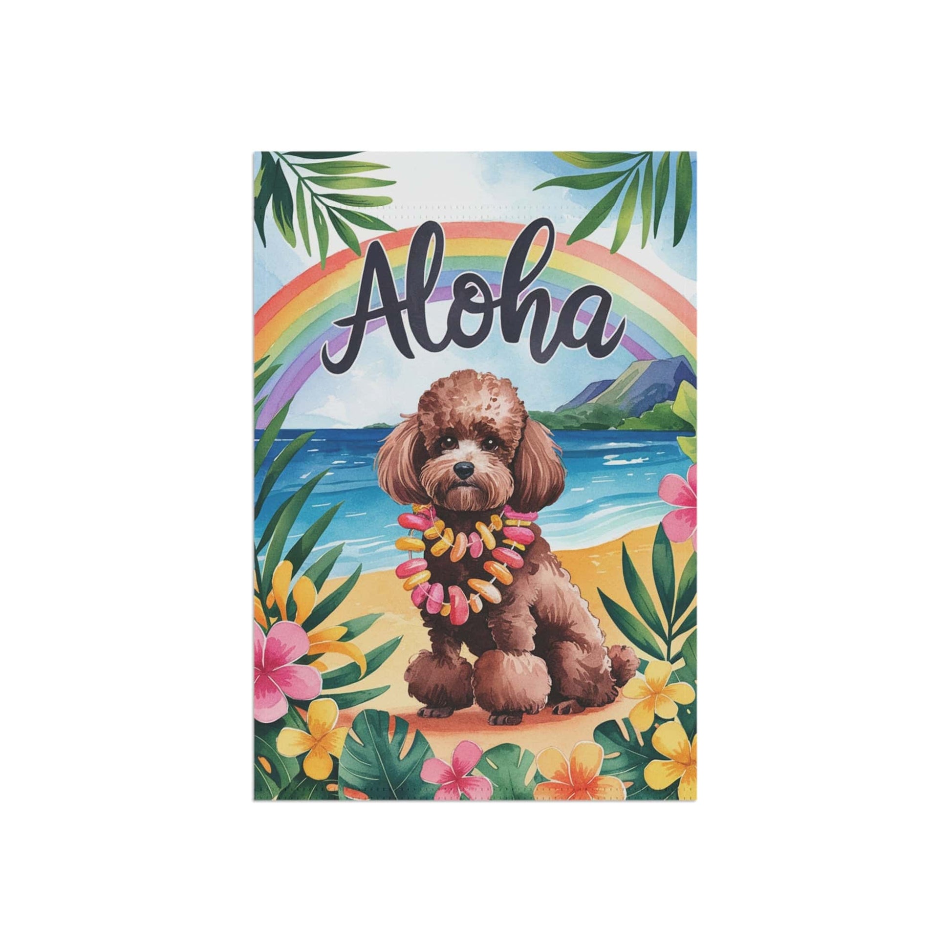 Printify Garden Flag Brown Miniature Chocolate Poodle Aloha Garden Flag