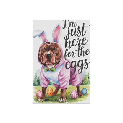 Printify Home Decor Brown Pit Bull Easter Garden Flag, Spring Scene Front Yard Decor, Gardener Housewarming Gift