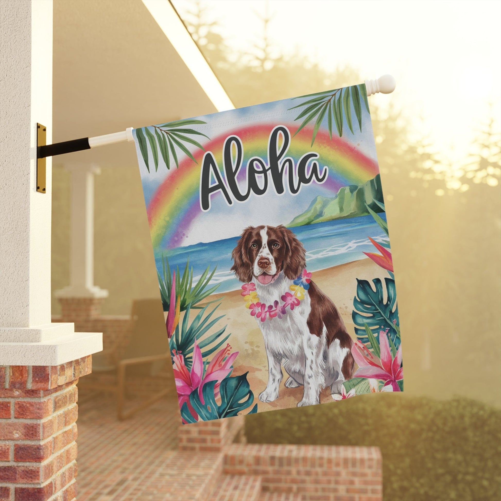 Printify Garden Flag Brown Springer Spaniel Aloha Garden Flag