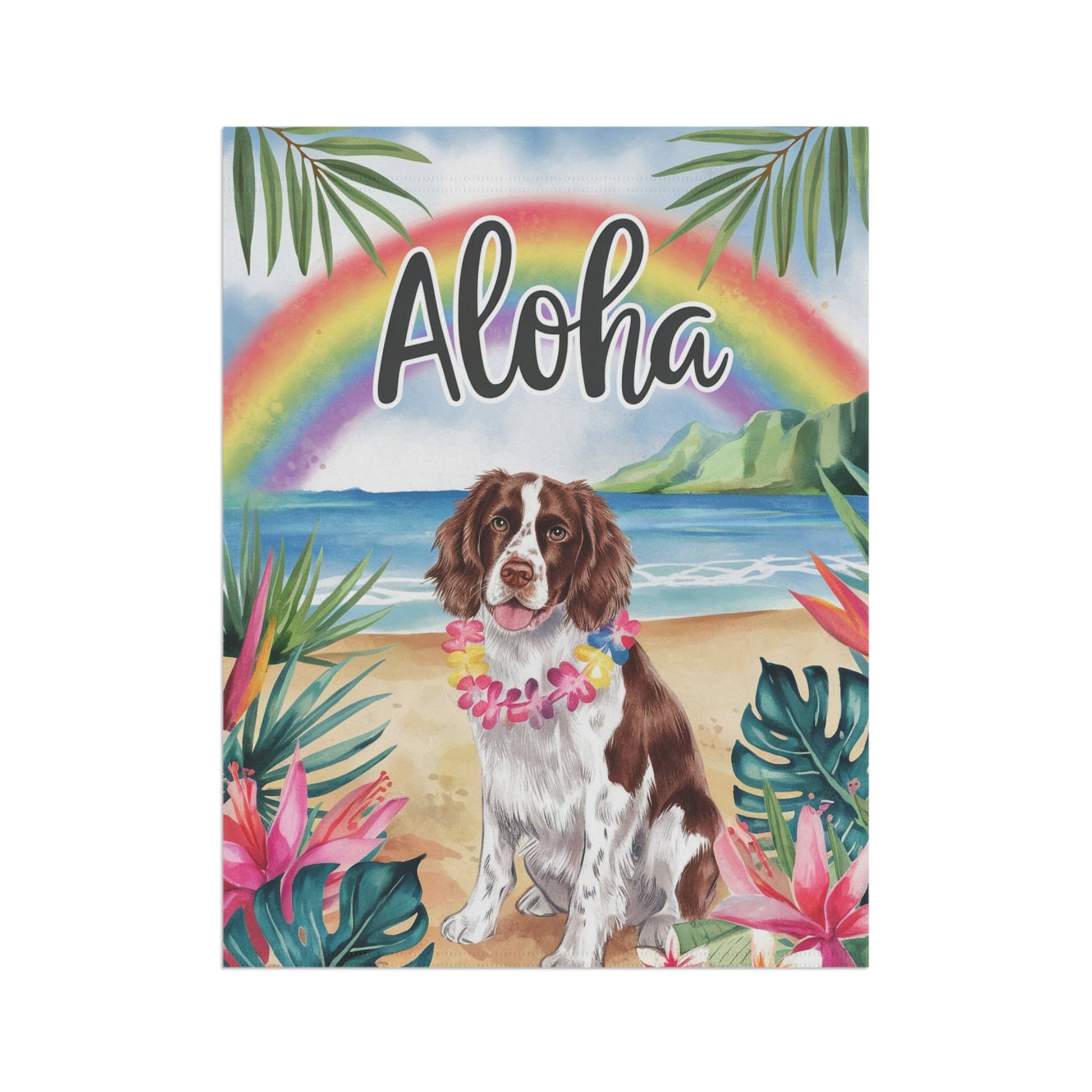 Printify Garden Flag Brown Springer Spaniel Aloha Garden Flag