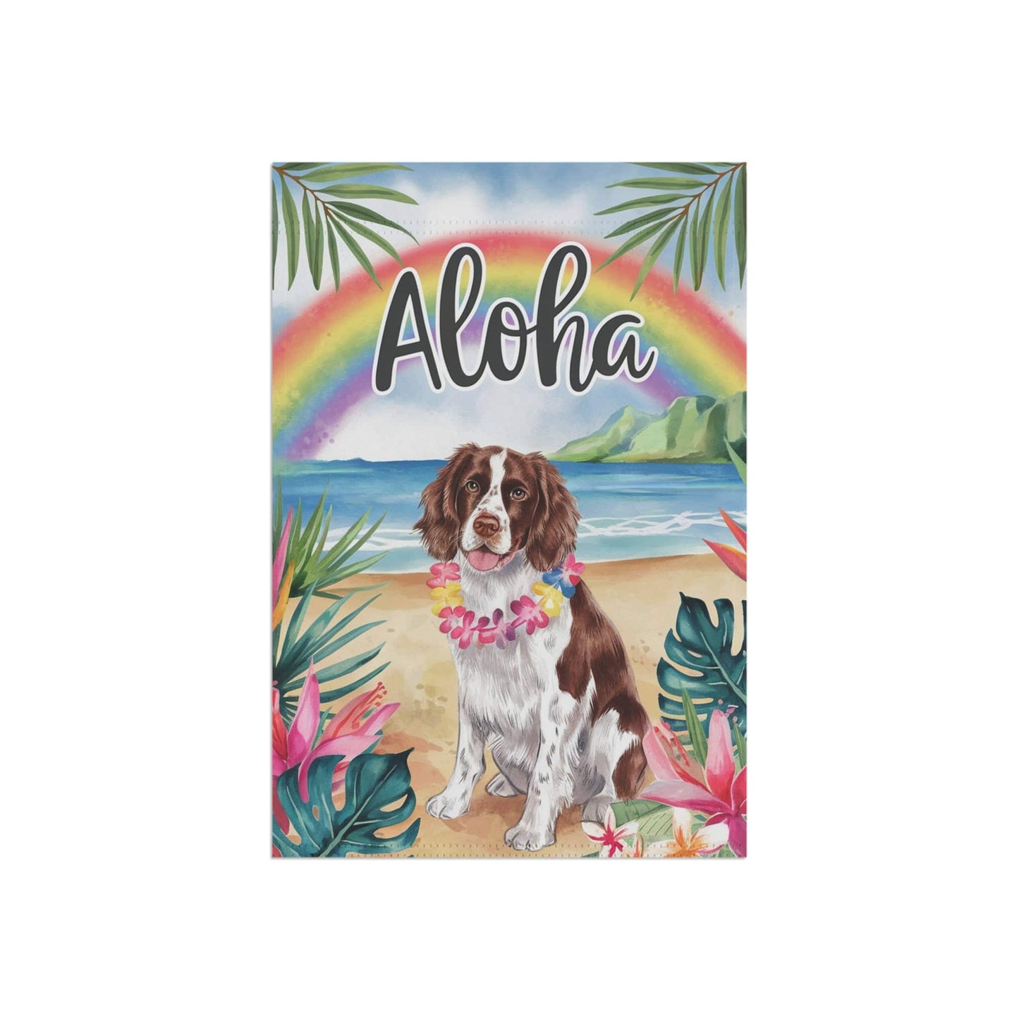 Printify Garden Flag Brown Springer Spaniel Aloha Garden Flag