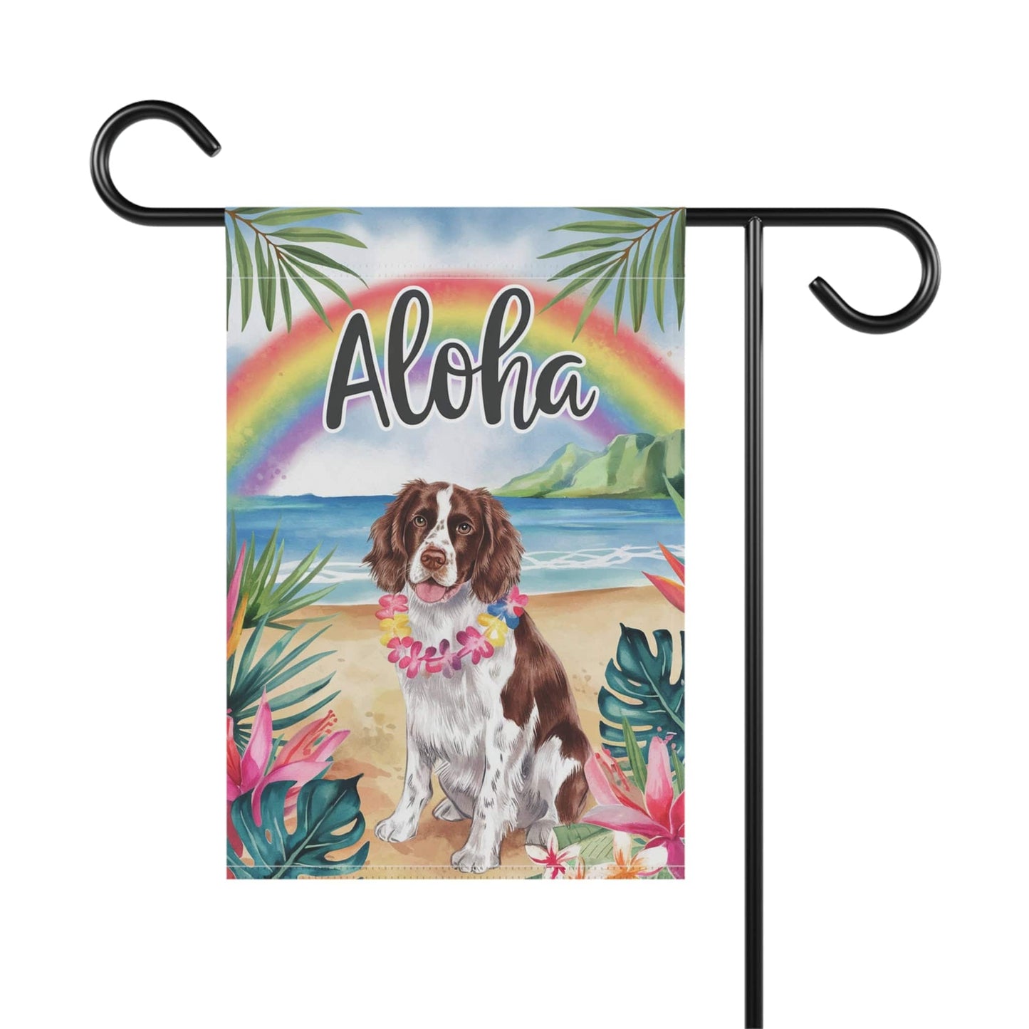 Printify Garden Flag Brown Springer Spaniel Aloha Garden Flag