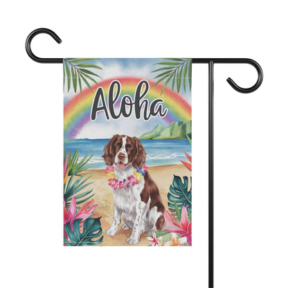 Printify Garden Flag Brown Springer Spaniel Aloha Garden Flag