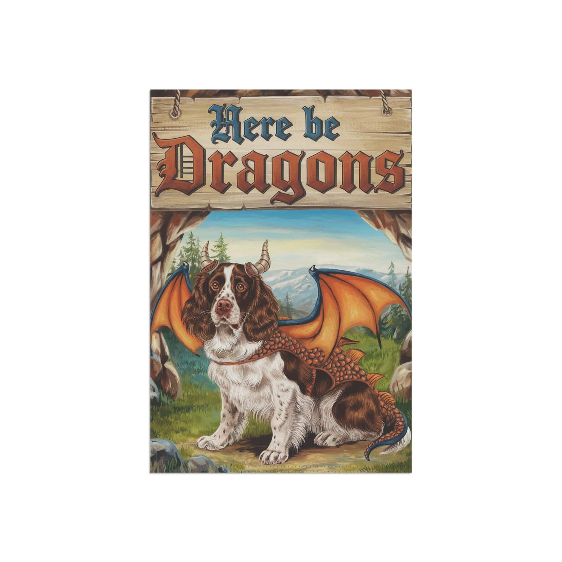 Printify Home Decor Brown Springer Spaniel Garden Flag, Fantasy Dragons Front Yard Spring Decor, Housewarming Gift