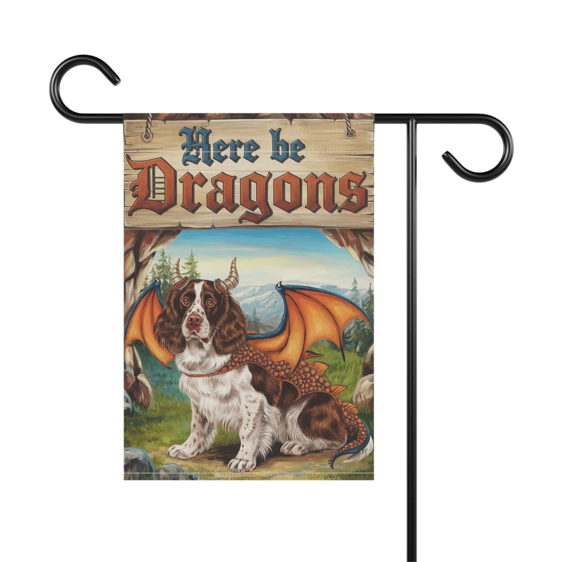 Printify Home Decor Brown Springer Spaniel Garden Flag, Fantasy Dragons Front Yard Spring Decor, Housewarming Gift