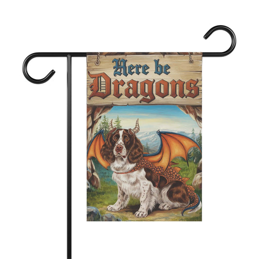 Printify Home Decor 12'' × 18'' Brown Springer Spaniel Garden Flag, Fantasy Dragons Front Yard Spring Decor, Housewarming Gift