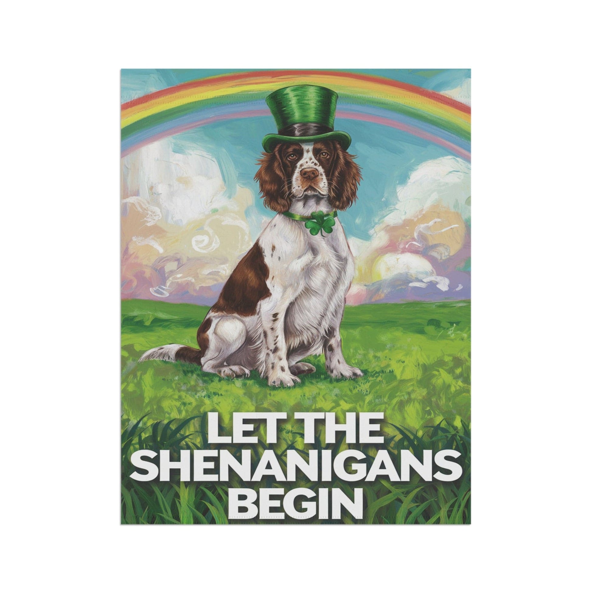 Printify Home Decor Brown Springer Spaniel Garden Flag, St. Patrick's Day Dog Holiday Rainbow Irish Celebration