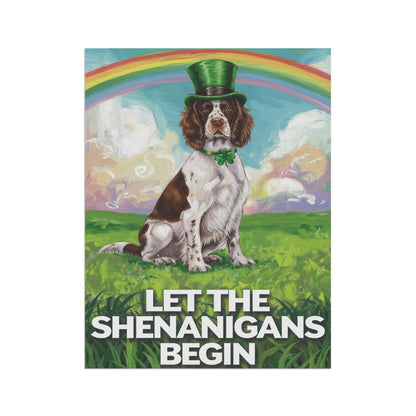 Printify Home Decor Brown Springer Spaniel Garden Flag, St. Patrick's Day Dog Holiday Rainbow Irish Celebration