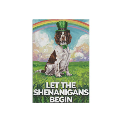 Printify Home Decor Brown Springer Spaniel Garden Flag, St. Patrick's Day Dog Holiday Rainbow Irish Celebration