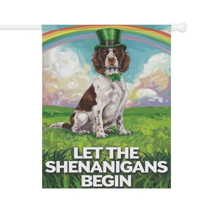 Printify Home Decor 24.5'' × 32'' Brown Springer Spaniel Garden Flag, St. Patrick's Day Dog Holiday Rainbow Irish Celebration