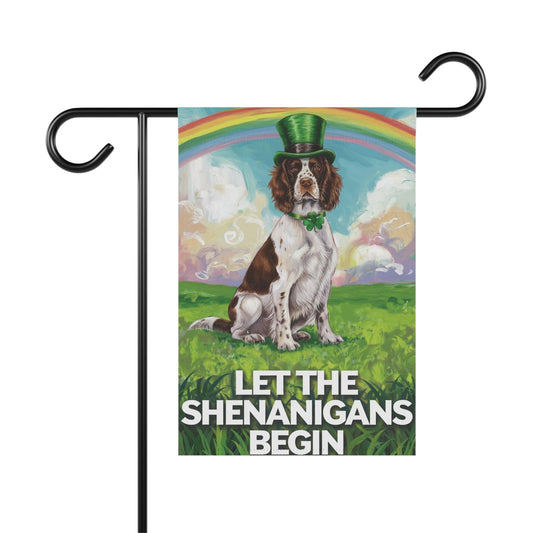 Printify Home Decor 12'' × 18'' Brown Springer Spaniel Garden Flag, St. Patrick's Day Dog Holiday Rainbow Irish Celebration