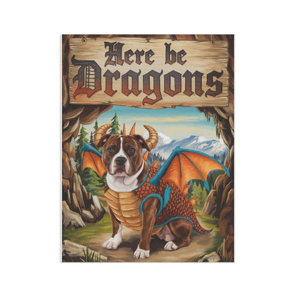 Printify Home Decor Brown Staffordshire Bull Terrier Dog Dragon, Garden Flag, Pet Adventure, Yard Spring Housewarming Halloween