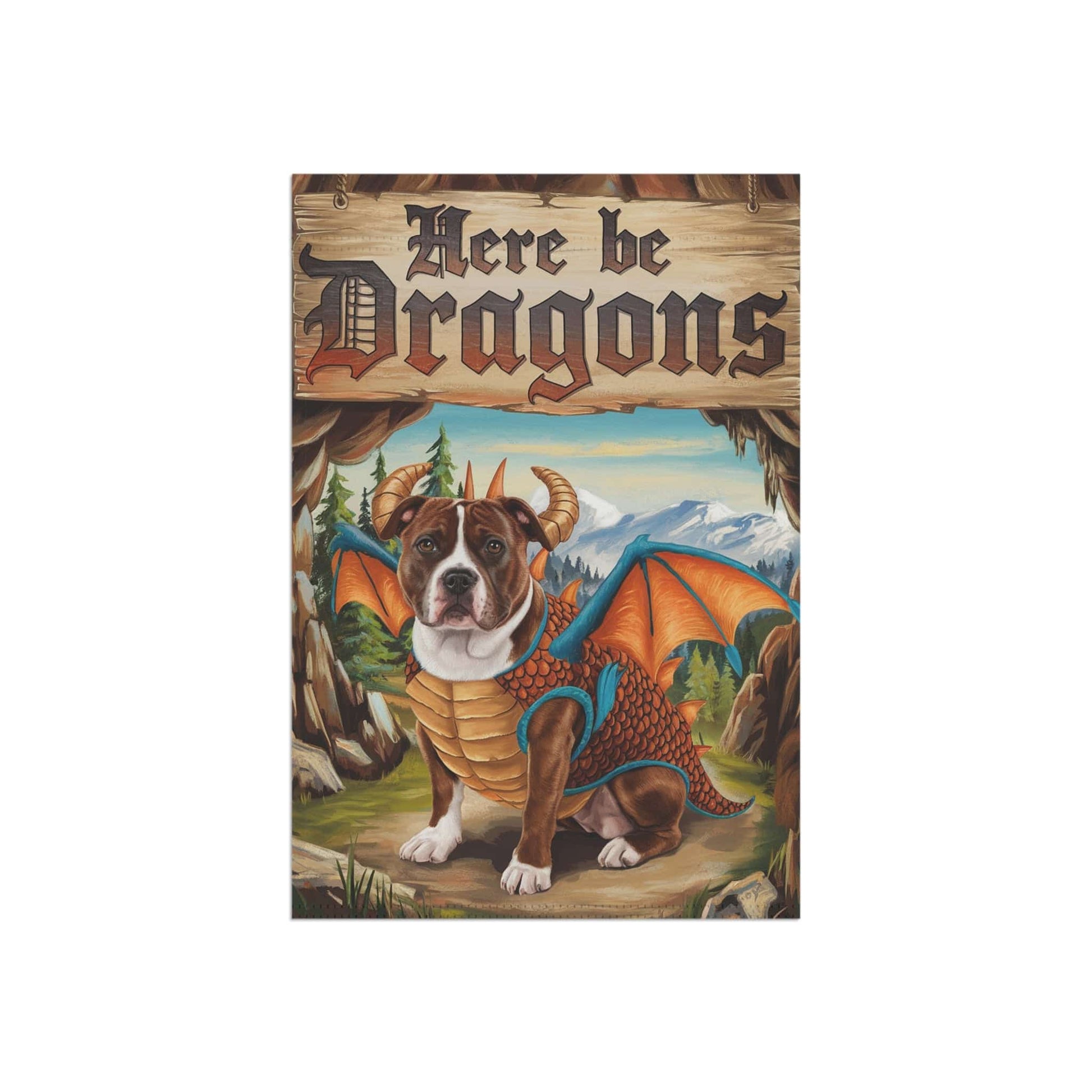 Printify Home Decor Brown Staffordshire Bull Terrier Dog Dragon, Garden Flag, Pet Adventure, Yard Spring Housewarming Halloween