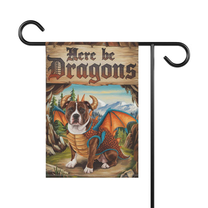 Printify Home Decor Brown Staffordshire Bull Terrier Dog Dragon, Garden Flag, Pet Adventure, Yard Spring Housewarming Halloween