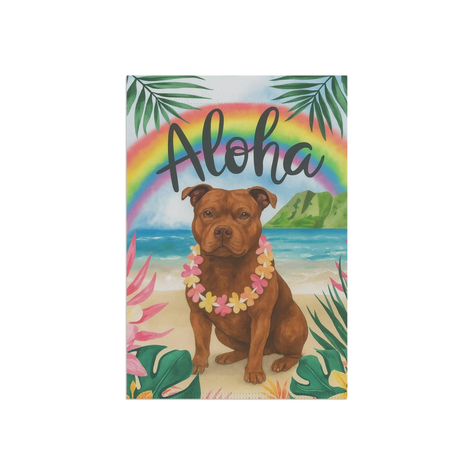 Printify Garden Flag Brown Staffordshire Pit Bull Terrier Garden Flag