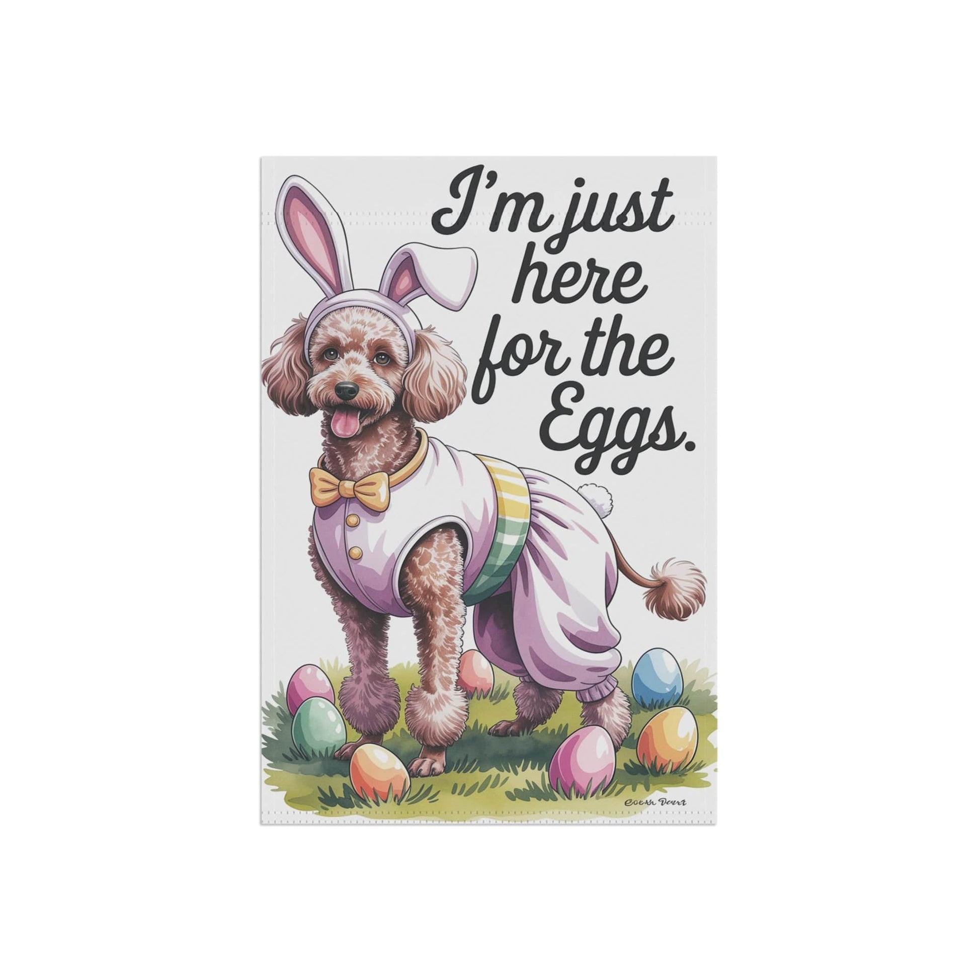 Printify Home Decor Brown Standard Poodle Easter Garden Flag, Colorful Spring Holiday, front yard decor
