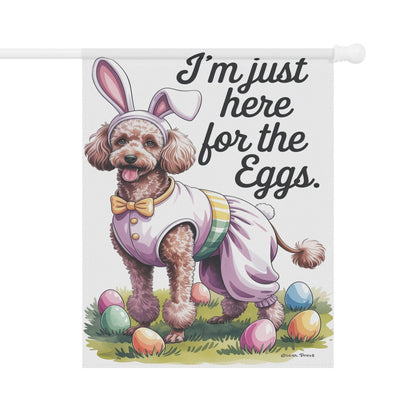 Printify Home Decor 24.5'' × 32'' Brown Standard Poodle Easter Garden Flag, Colorful Spring Holiday, front yard decor