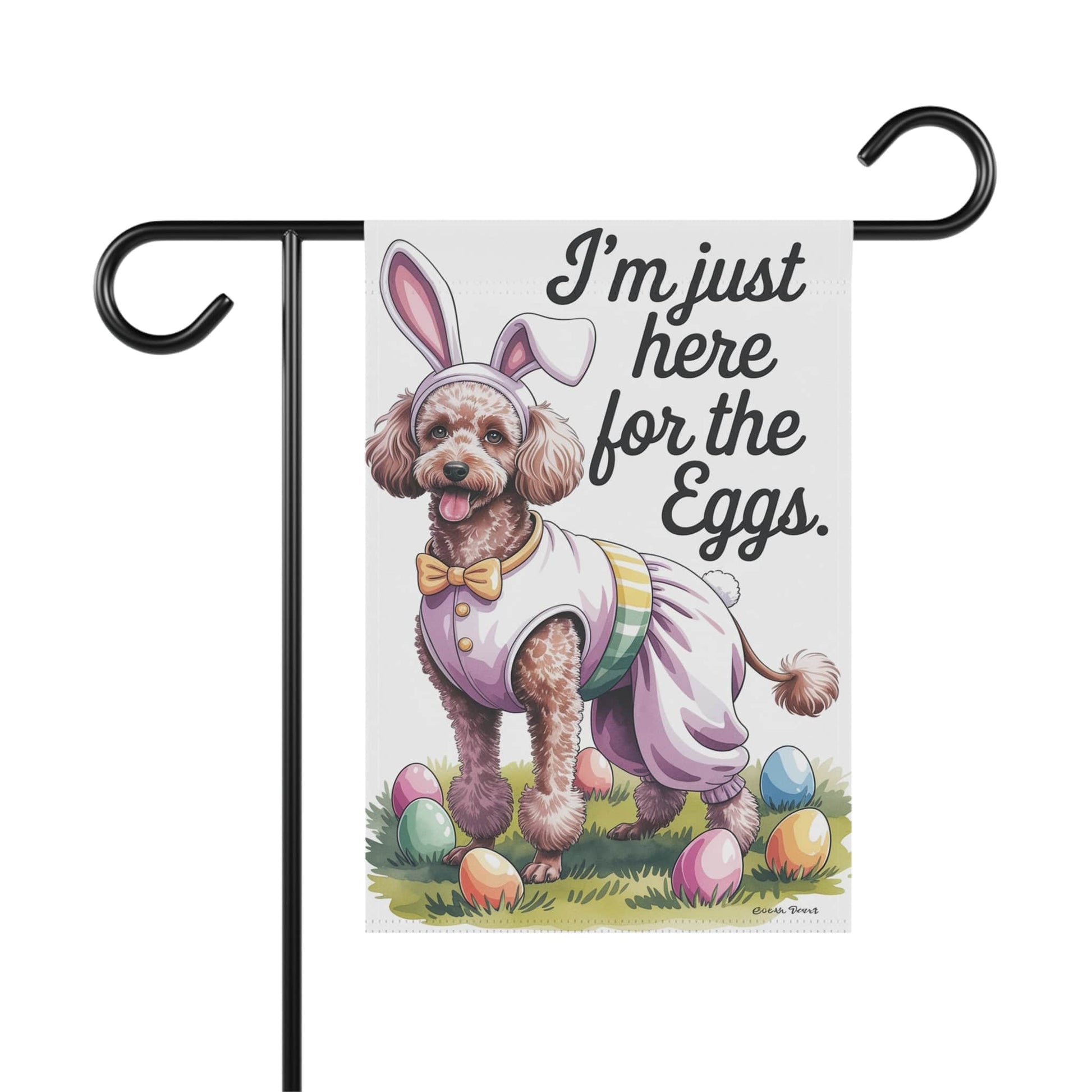 Printify Home Decor 12'' × 18'' Brown Standard Poodle Easter Garden Flag, Colorful Spring Holiday, front yard decor