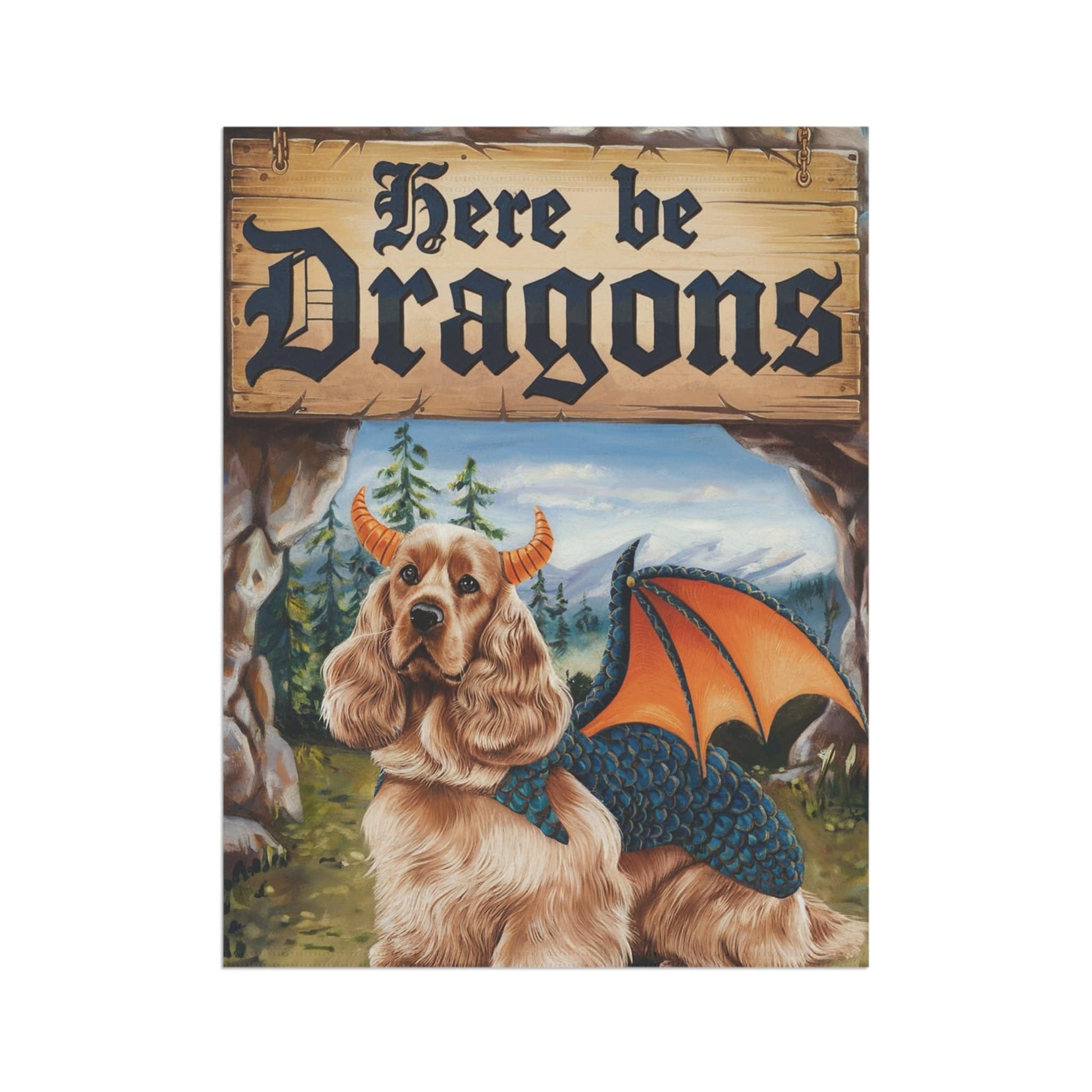 Printify Home Decor Buff Cocker Spaniel Dog Dragon Garden Flag, Fantasy Pet Yard Spring Decor, Housewarming Gardener Gift, Halloween