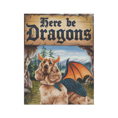 Printify Home Decor Buff Cocker Spaniel Dog Dragon Garden Flag, Fantasy Pet Yard Spring Decor, Housewarming Gardener Gift, Halloween