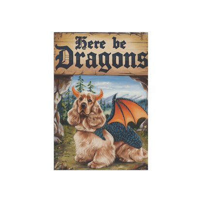 Printify Home Decor Buff Cocker Spaniel Dog Dragon Garden Flag, Fantasy Pet Yard Spring Decor, Housewarming Gardener Gift, Halloween