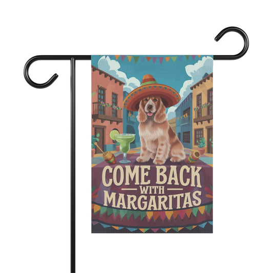 Printify Home Decor 12'' × 18'' Buff Cocker Spaniel Garden Flag, Cinco de Mayo Fiesta, Margarita Dog Drinking Decor, Front Yard Spring Gardener