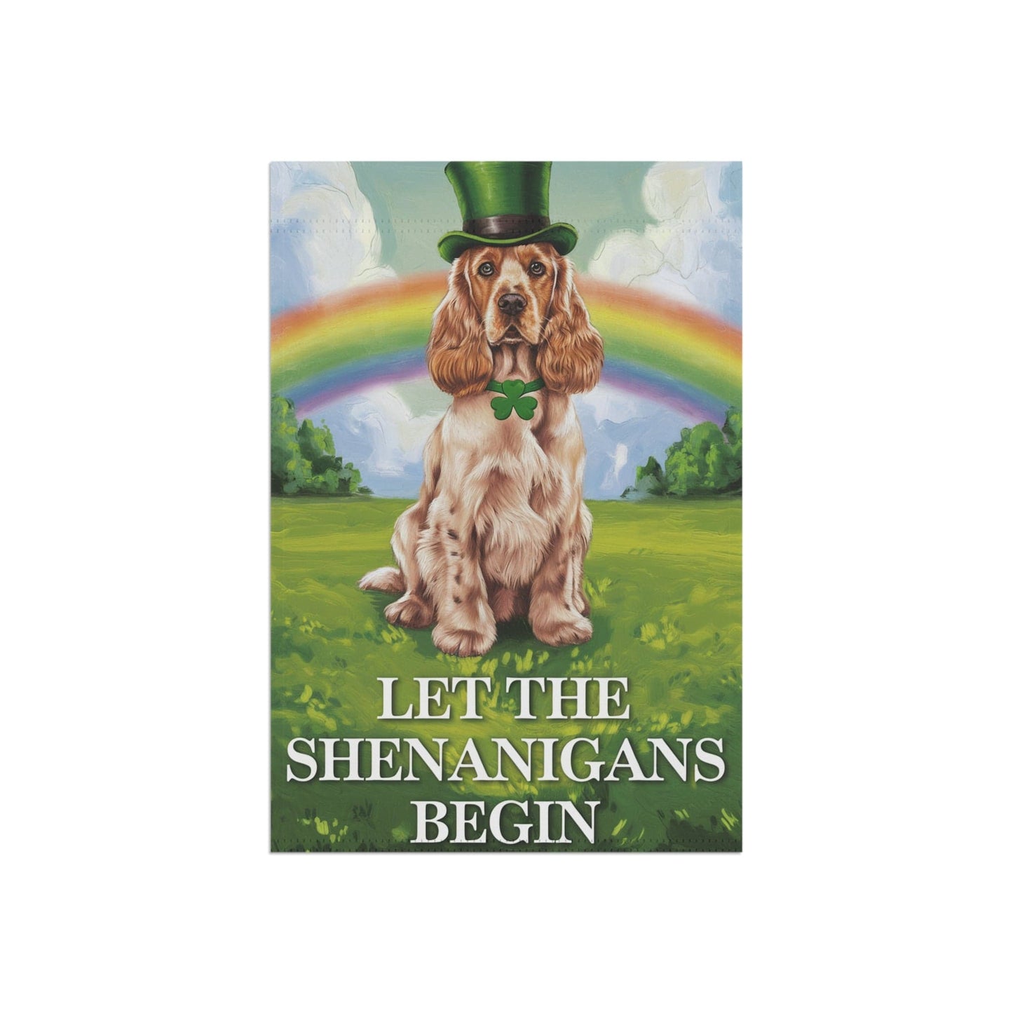 Printify Home Decor 12'' × 18'' Buff Cocker Spaniel Garden Flag, Saint Patricks Day Funny Dog Lovers Yard Outside Decor