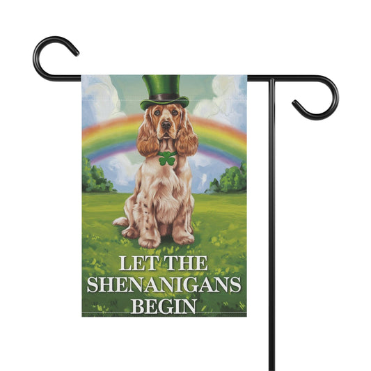 Printify Home Decor 12'' × 18'' Buff Cocker Spaniel Garden Flag, Saint Patricks Day Funny Dog Lovers Yard Outside Decor