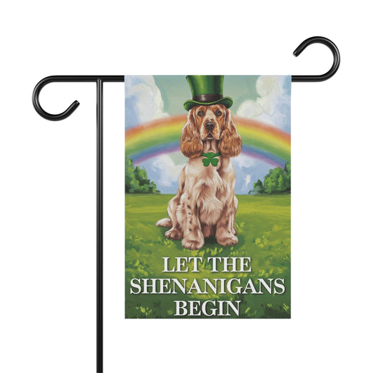 Printify Home Decor 12'' × 18'' Buff Cocker Spaniel Garden Flag, Saint Patricks Day Funny Dog Lovers Yard Outside Decor