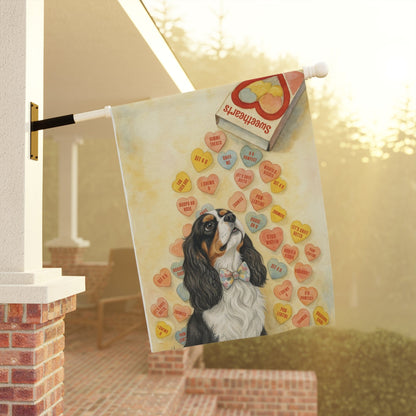 Personalized Candy Hearts Valentines Cavalier Garden Flag