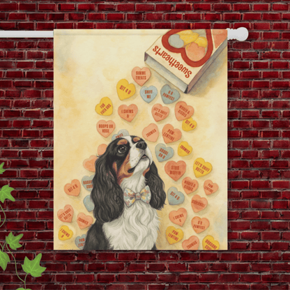 Personalized Candy Hearts Valentines Cavalier Garden Flag 24.5'' × 32''