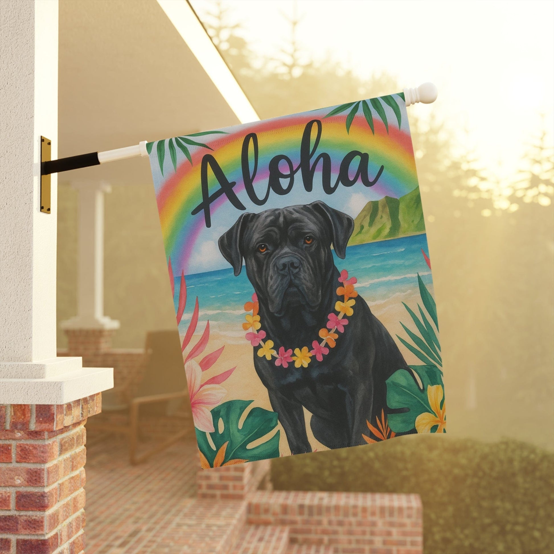 Printify Garden Flag Cane Corso Dog Aloha Luau Garden Flag