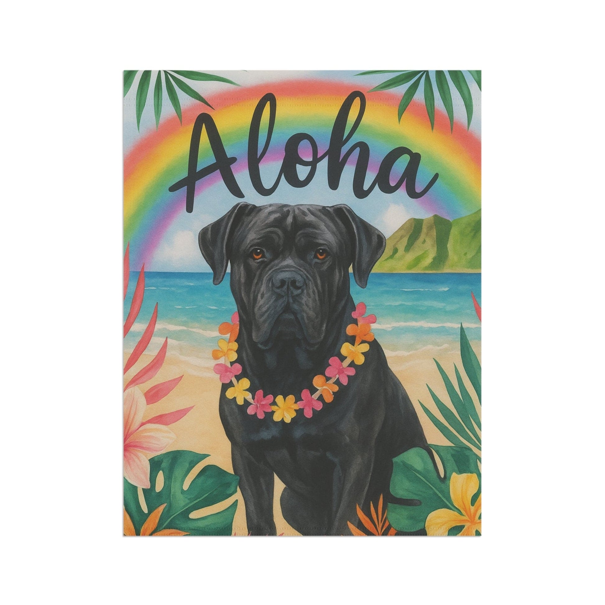Printify Garden Flag Cane Corso Dog Aloha Luau Garden Flag