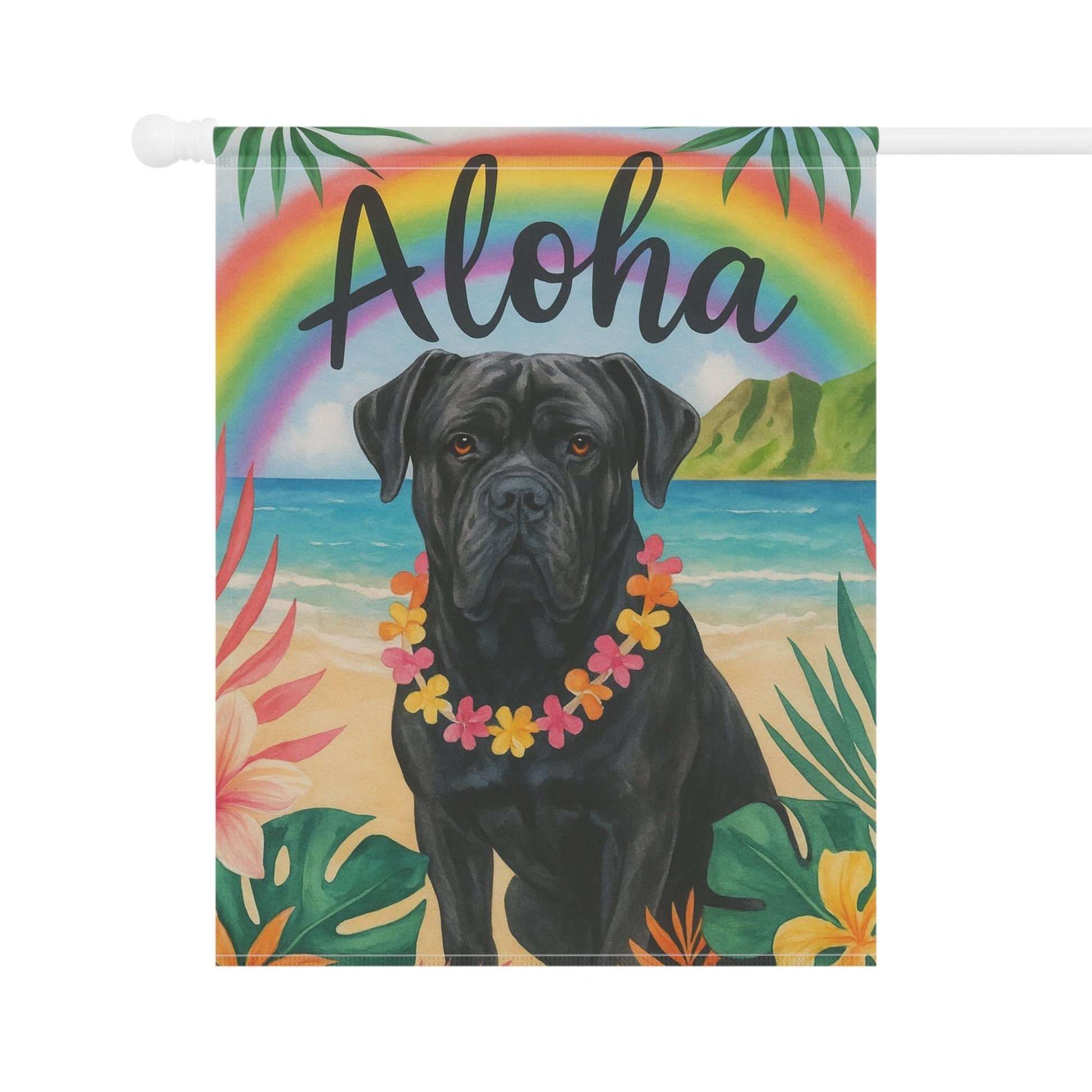 Printify Garden Flag Cane Corso Dog Aloha Luau Garden Flag