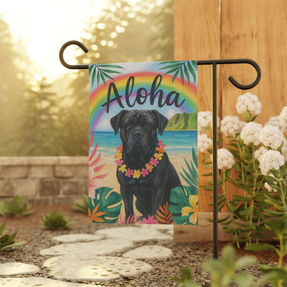Printify Garden Flag Cane Corso Dog Aloha Luau Garden Flag