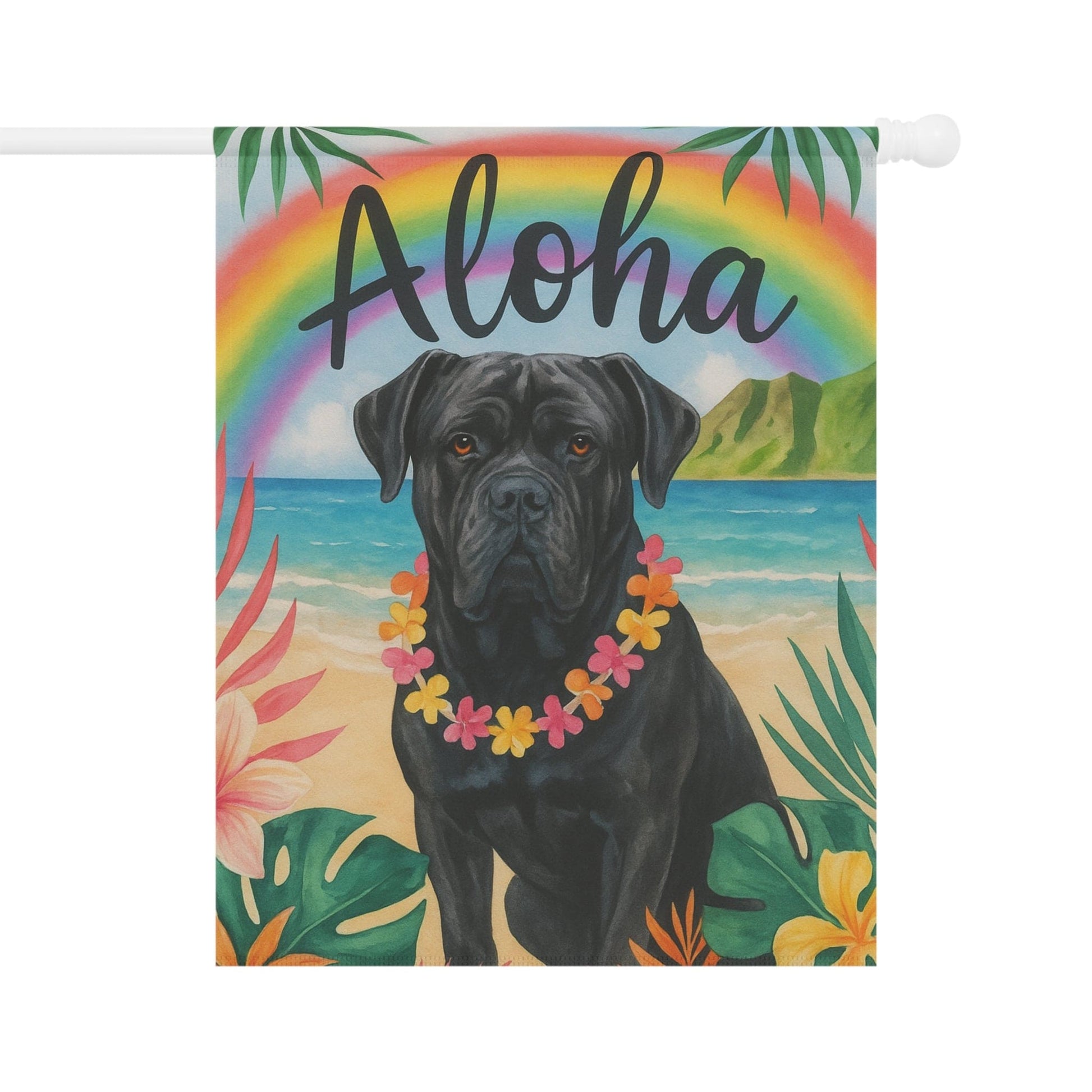 Printify Garden Flag Cane Corso Dog Aloha Luau Garden Flag