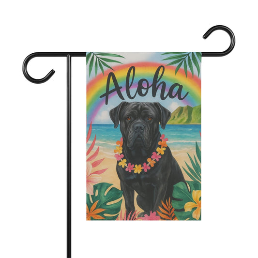 Printify Garden Flag Cane Corso Dog Aloha Luau Garden Flag