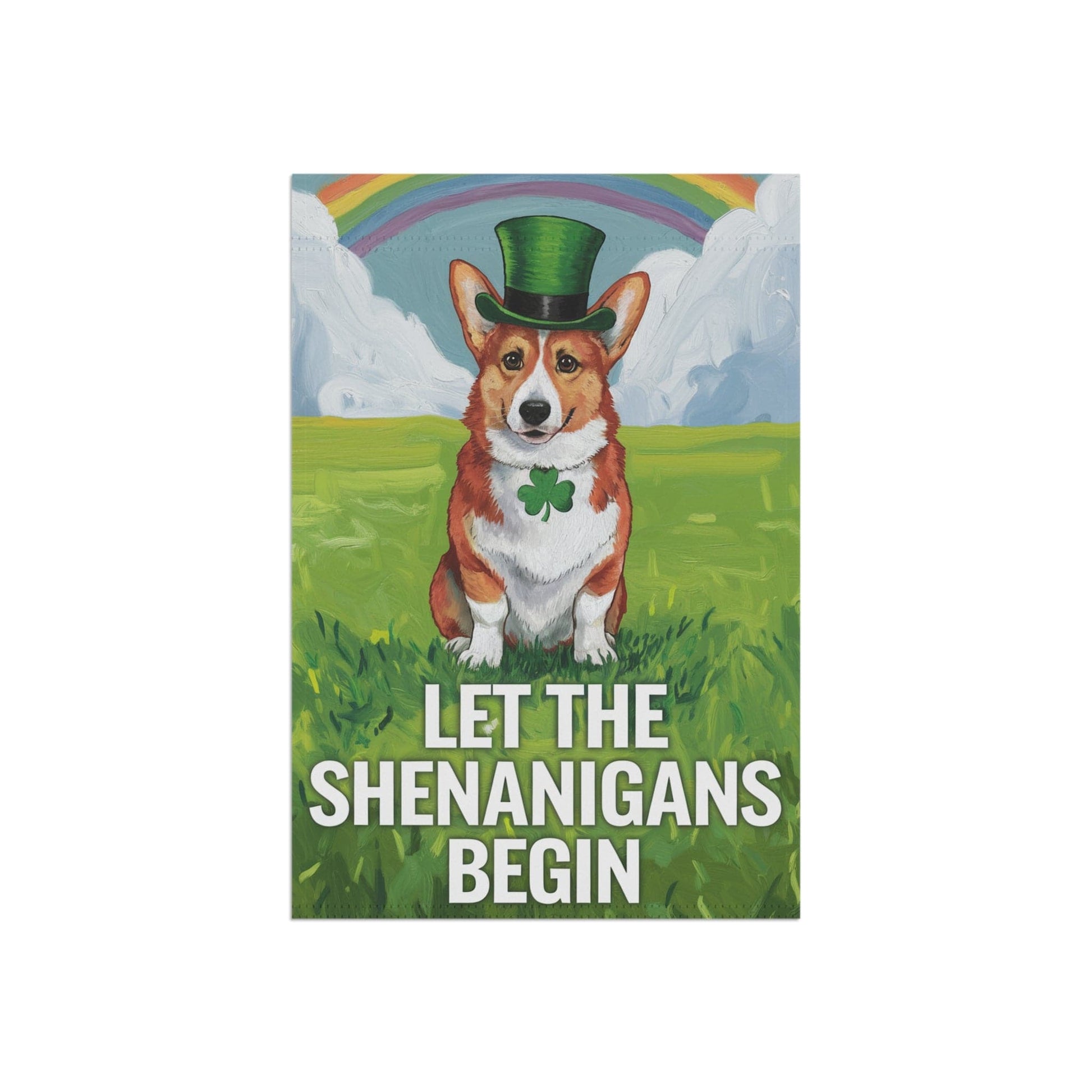Printify Home Decor 12'' × 18'' Cardigan Red Corgi Garden Flag, Saint Patricks Day Funny Dog Yard Outside Decor