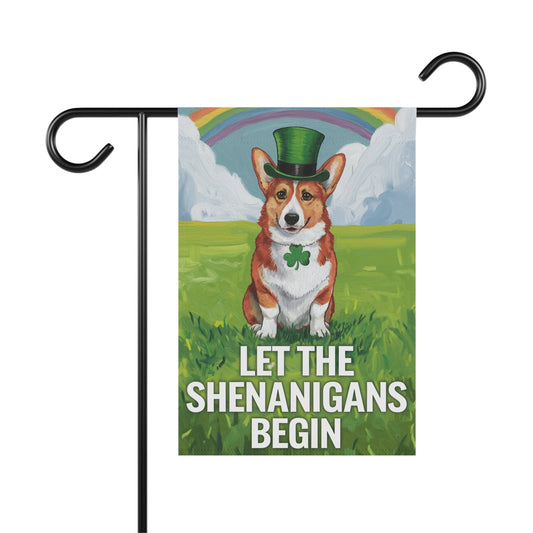 Printify Home Decor 12'' × 18'' Cardigan Red Corgi Garden Flag, Saint Patricks Day Funny Dog Yard Outside Decor