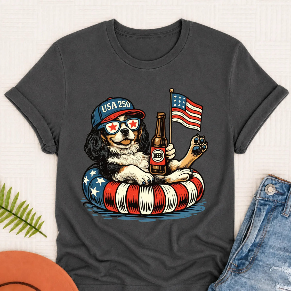 Cavalier 4th of July Floatie Unisex TShirt Pepper